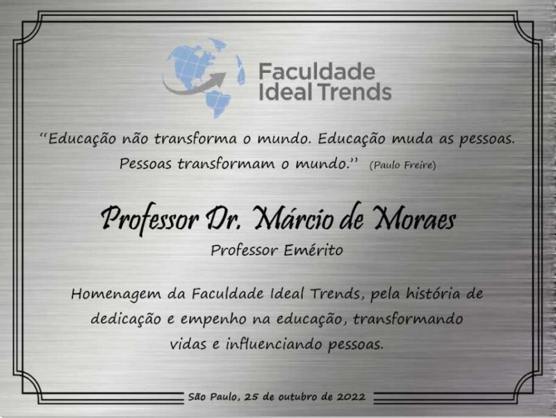 FTrends concede o título de Professor Emérito ao Prof. Dr. Márcio de Moraes